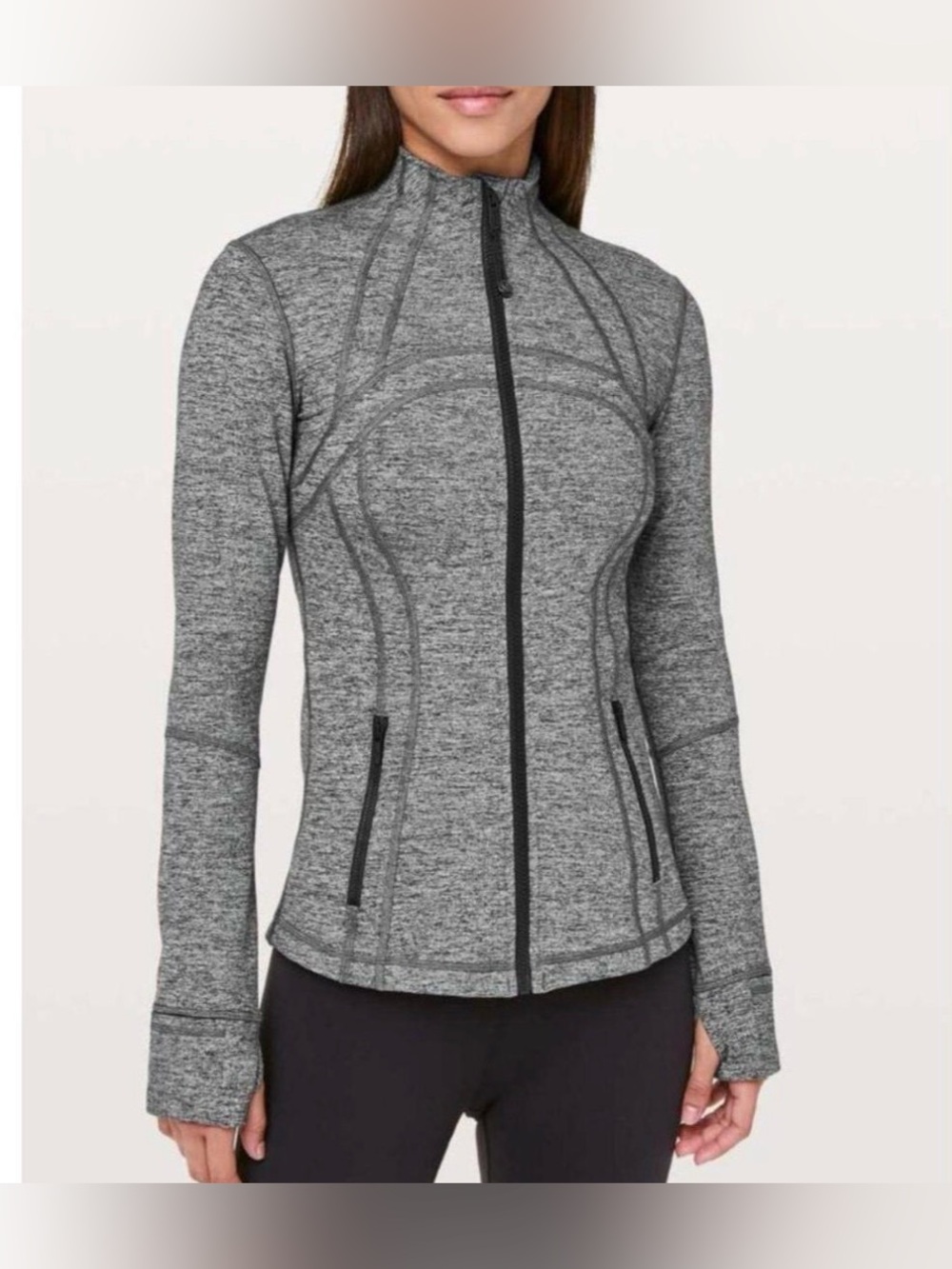 Lululemon Nulu Define Jacket in grey & white space dye, size 8